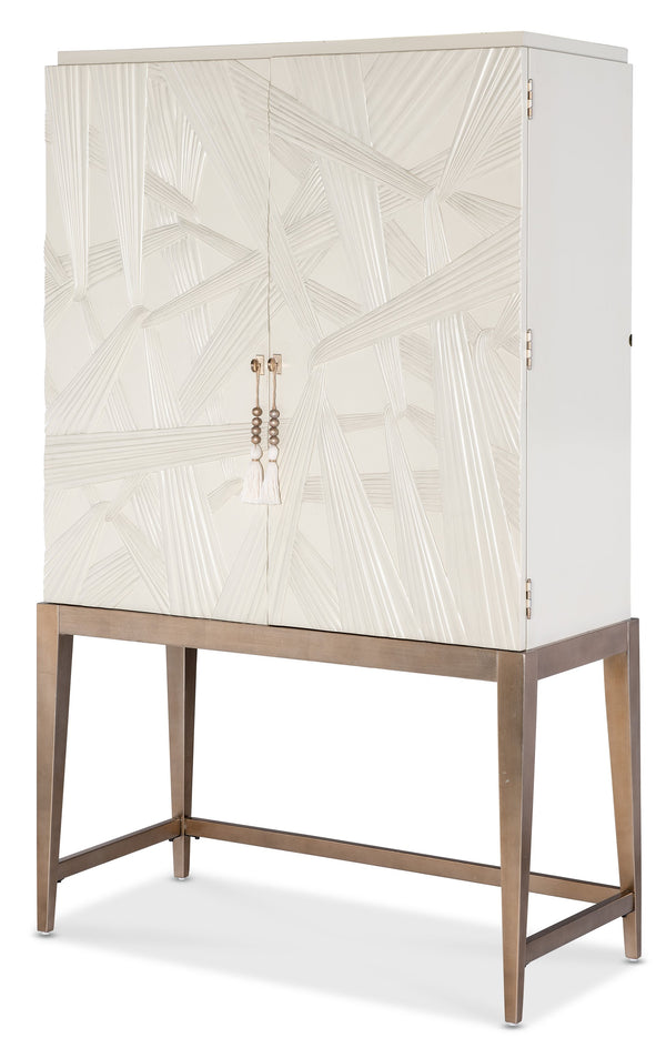 Hooker Furniture Melange Sculptural Bar Cabinet with Led Lighting Mirrored Back and Tapered Legs 628-50733-05