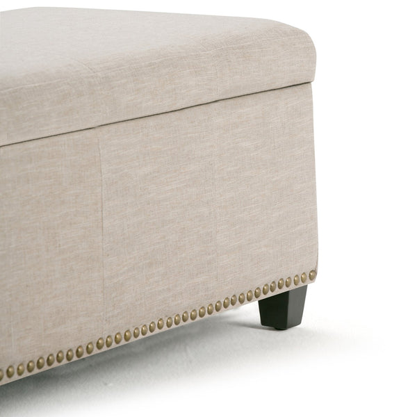English Elm Kingsley Large Storage Ottoman in Natural Linen Look Fabric with Nailhead Trim & Child-Safe Hinge B136P159920