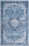 Nourison Washables NWB15 Machine Made Power-loomed Narrow Border Indoor Only Vintage  Rug Blue, Blue Front Base, 85% Polyester,9% Cotton,6% Other Fibers 99446994165