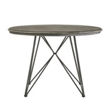 Homelegance By Top-Line Clementine Round Iron and Grey Finish Dining Table Grey Veneer