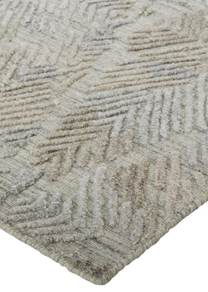 Feizy Rugs Elias Hand Woven Abstract Geometric Rug In Viscose And Wool - Elevate Your Home Décor Today! Gray,Taupe Viscose,Wool Els6718fgrybrng00