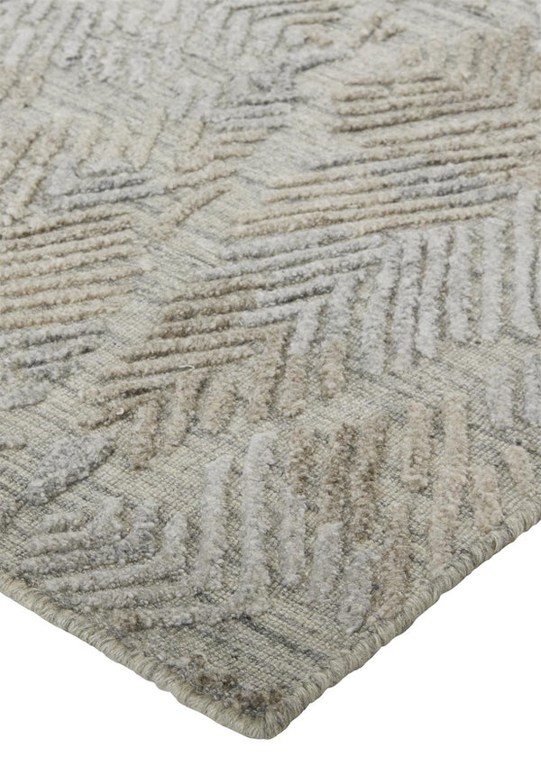 Feizy Rugs Elias Hand Woven Abstract Geometric Rug In Viscose And Wool - Elevate Your Home Décor Today! Gray,Taupe Viscose,Wool Els6718fgrybrng00