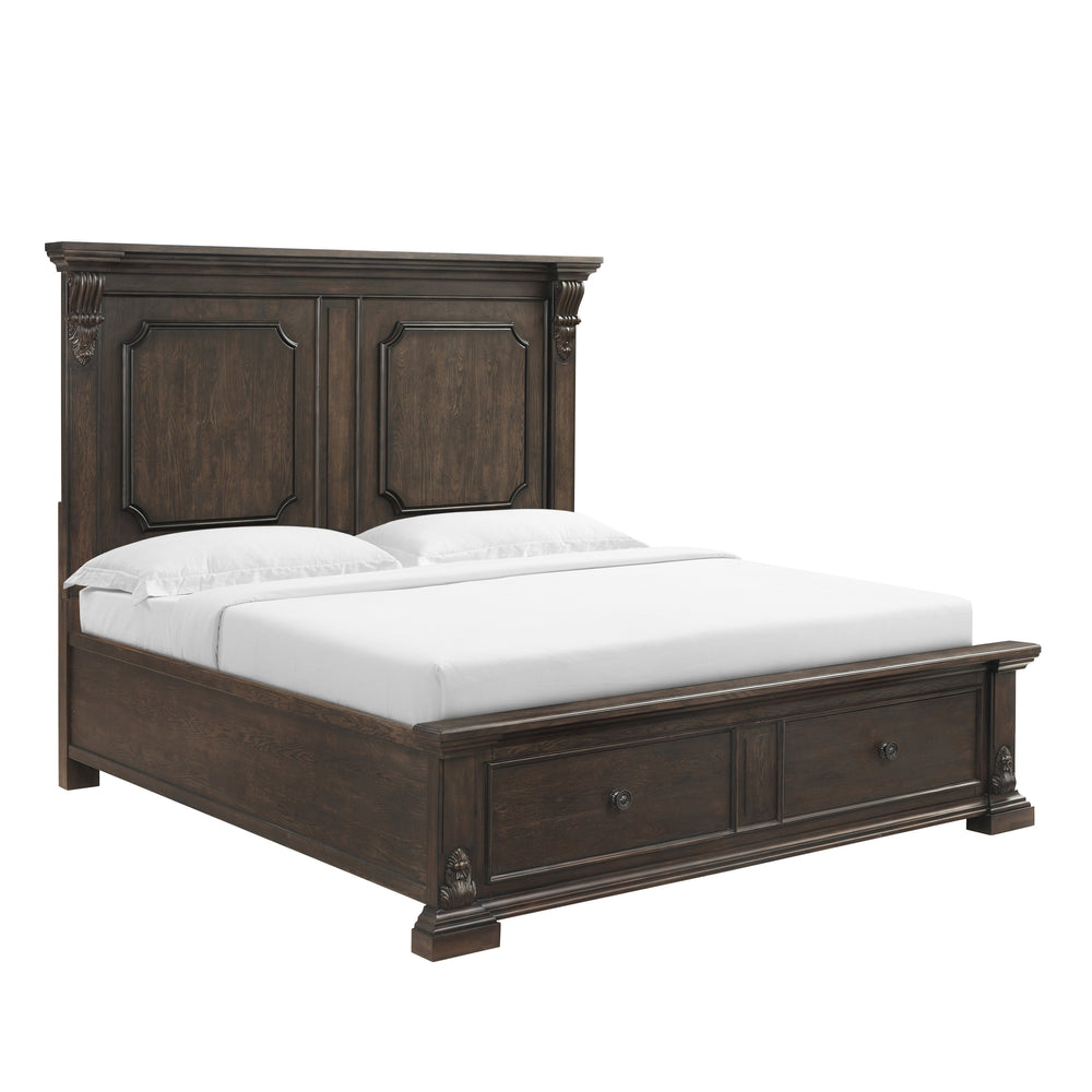 A.R.T. Furniture Heritage Hill King Storage Bed With Usb Ports, Acacia & Oak, Stylish Design And Practical Storage Solutions Brown One (1) Usb Port On Each Headboard Post 341136-2816