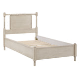 Homelegance By Top-Line Remi Antique Finish Beaded Wood Platform Bed Cream Rubberwood