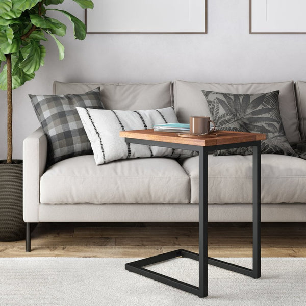 English Elm Skyler - Handcrafted C-Shaped Side Table In Dark Cognac Brown For Stylish And Versatile Use B136P159620-GIGA