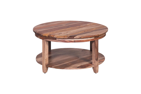 Porter Designs Porter Sonora Round Coffee Table In Solid Sheesham Wood - Handcrafted Elegance For Your Living Room Brown Wood 05-196-03-9740