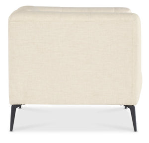 Hooker Furniture Nicolla Heathered Sand Stationary Chair With Chesterfield-Tufting & Matte Black Tapered Legs, Durable Performance Fabric SS637-01-411