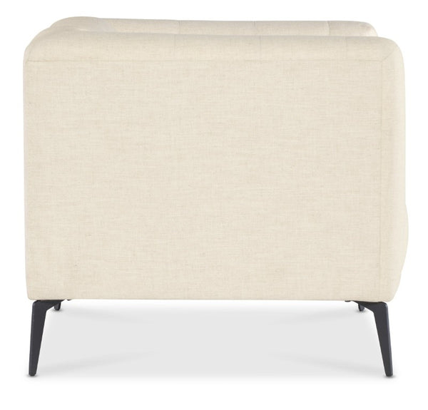 Hooker Furniture Nicolla Heathered Sand Stationary Chair With Chesterfield-Tufting & Matte Black Tapered Legs, Durable Performance Fabric SS637-01-411