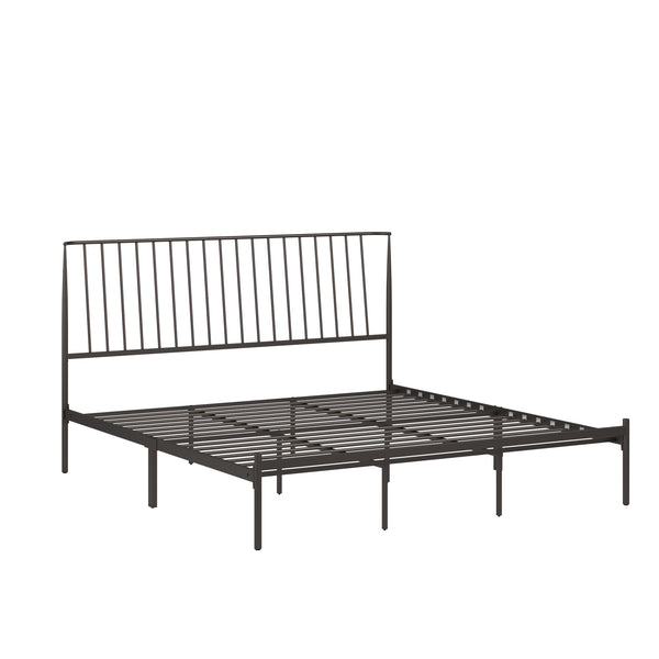 Homelegance By Top-Line Dante Metal Platform Bed with Curved Metal Headboard Dark Bronze Metal