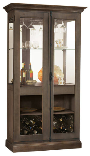 Hekman Furniture 690041 Socialize Wine & Bar Cabinet - Aged Auburn Finish, Adjustable Lighting, & Stemware Rack Aged Auburn Socialize Wine Cabinet 690041
