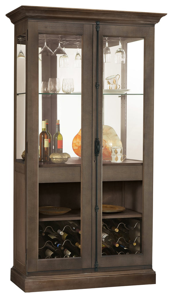 Hekman Furniture 690041 Socialize Wine & Bar Cabinet - Aged Auburn Finish, Adjustable Lighting, & Stemware Rack Aged Auburn Socialize Wine Cabinet 690041