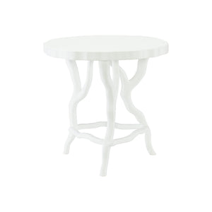 Bernhardt Bernhardt Sculptural Arbor Chairside Table With Faux Bois Cast-Resin Base, Chalky White Finish, 26" 375121