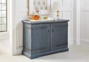A.R.T. Furniture Alcove Bar Cabinet In Slate Finish - Elegant Acacia & Maple Design With Wine Rack & Storage Solutions Blue Acacia Solids,Maple Veneers,Metal 321253-2821