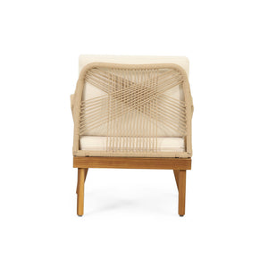 English Elm Christopher Knight Home® - ANNISA Teak Club Chair with Intricate Rope Weave, Weather-Resistant Acacia Wood Accent Seating, 28"W 72374.00LBGE