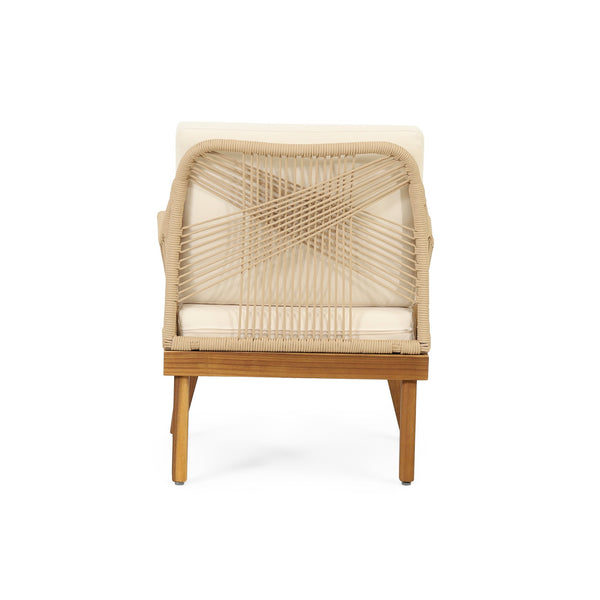 English Elm Christopher Knight Home® - ANNISA Teak Club Chair with Intricate Rope Weave, Weather-Resistant Acacia Wood Accent Seating, 28"W 72374.00LBGE