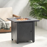 Christopher Knight Home® - Noble House - Elwick Outdoor 40,000 Btu Iron Square Fire Pit, Black