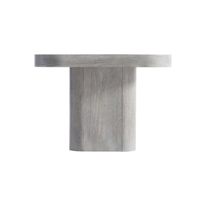 Bernhardt Bernhardt Marcato Side Table With Cerused Greige Top & Dark Graphite Inlay — Sculptural Pedestal Accent 497011