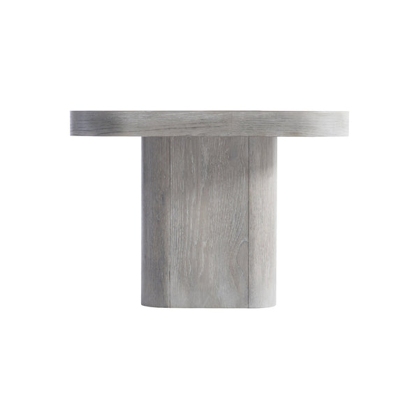 Bernhardt Bernhardt Marcato Side Table With Cerused Greige Top & Dark Graphite Inlay — Sculptural Pedestal Accent 497011
