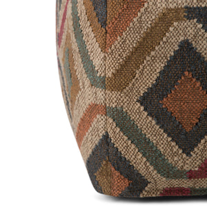 English Elm Johanna Handcrafted Kilim Square Pouf Ottoman — Durable Polystyrene Fill, Versatile Accent Seat Red B136P159277