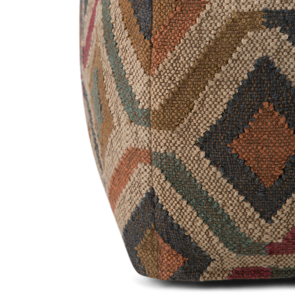 English Elm Johanna Handcrafted Kilim Square Pouf Ottoman — Durable Polystyrene Fill, Versatile Accent Seat Red B136P159277