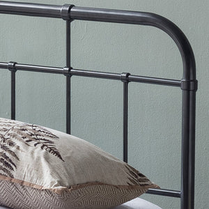 English Elm Queen Iron Platform Bed Pipe Style Frame No Box Spring Needed Industrial Loft Bedroom Charcoal Grey 64072.00CHARGRY-Q