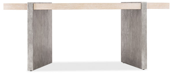 Hooker Furniture Melange Selleck Semi-Circle Writing Desk With Oak Veneer Top And Shimmer Silver Base, Modern Workspace 628-10008-95