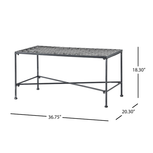 English Elm Christopher Knight Home® - LUNA Modern Black Iron Coffee Table, Powder-Coated Durable Frame, 36.75"W x 20.75"D x 18"H Stylish 57639.00