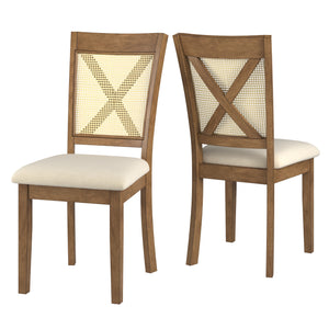 Homelegance By Top-Line Delroy Cane Accent X-Back Dining Chairs (Set of 2) Oak Rubberwood