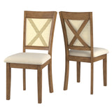 Homelegance By Top-Line Delroy Cane Accent X-Back Dining Chairs (Set of 2) Oak Rubberwood