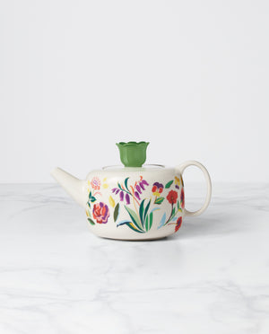 Lenox Kate Spade Garden Floral Teapot White, WHITE STONEWARE 894638