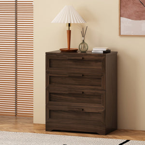 English Elm Christopher Knight Home® - DELANEY Walnut 4-Drawer Dresser with Faux Wood Finish, Compact Storage, Block Pulls, 27.5"W x 34"H 71141.00WALN