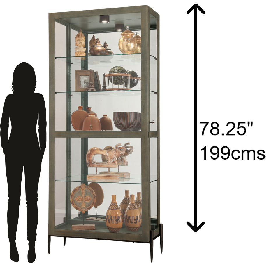 Hekman Furniture 680691 Ansel Ii Curio Cabinet - Elegant Glass Display With Adjustable Shelves & Led Lighting Features Smoke Grey Ansel Ii Curio Cabinet 680691