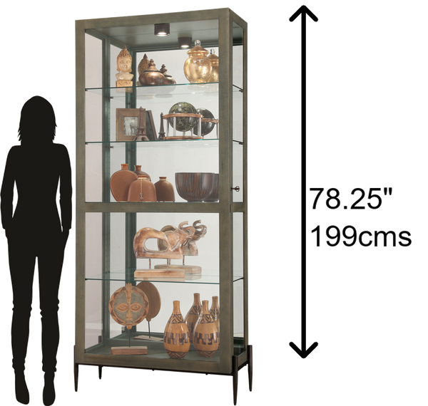 Hekman Furniture 680691 Ansel Ii Curio Cabinet - Elegant Glass Display With Adjustable Shelves & Led Lighting Features Smoke Grey Ansel Ii Curio Cabinet 680691