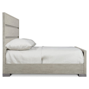 Bernhardt Bernhardt Rustic Modern California King Panel Bed With Wire‑Brushed Acacia, Two‑Tone Shale Finish, Stainless Accents K1654