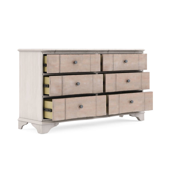 A.R.T. Furniture Alcove Dresser - Elegant Casual Traditional Design In Belgian Ivory & Washed Maple With Cedar Drawers Light Brown, White Acacia Solids,Maple Veneers,Metal 321130-2801
