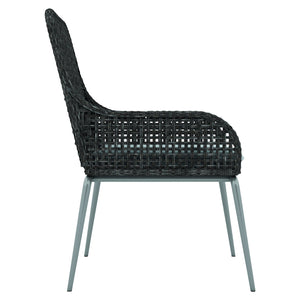Bernhardt Bernhardt Antilles Wicker Outdoor Arm Chair — Pewter Gray Open-Weave, Powder-Coated Steel Frame, Plush Cushion - Made to Order X0161WQ