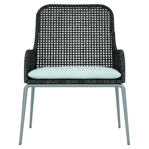 Bernhardt Bernhardt Antilles Wicker Outdoor Arm Chair — Pewter Gray Open-Weave, Powder-Coated Steel Frame, Plush Cushion - Made to Order X0161WQ