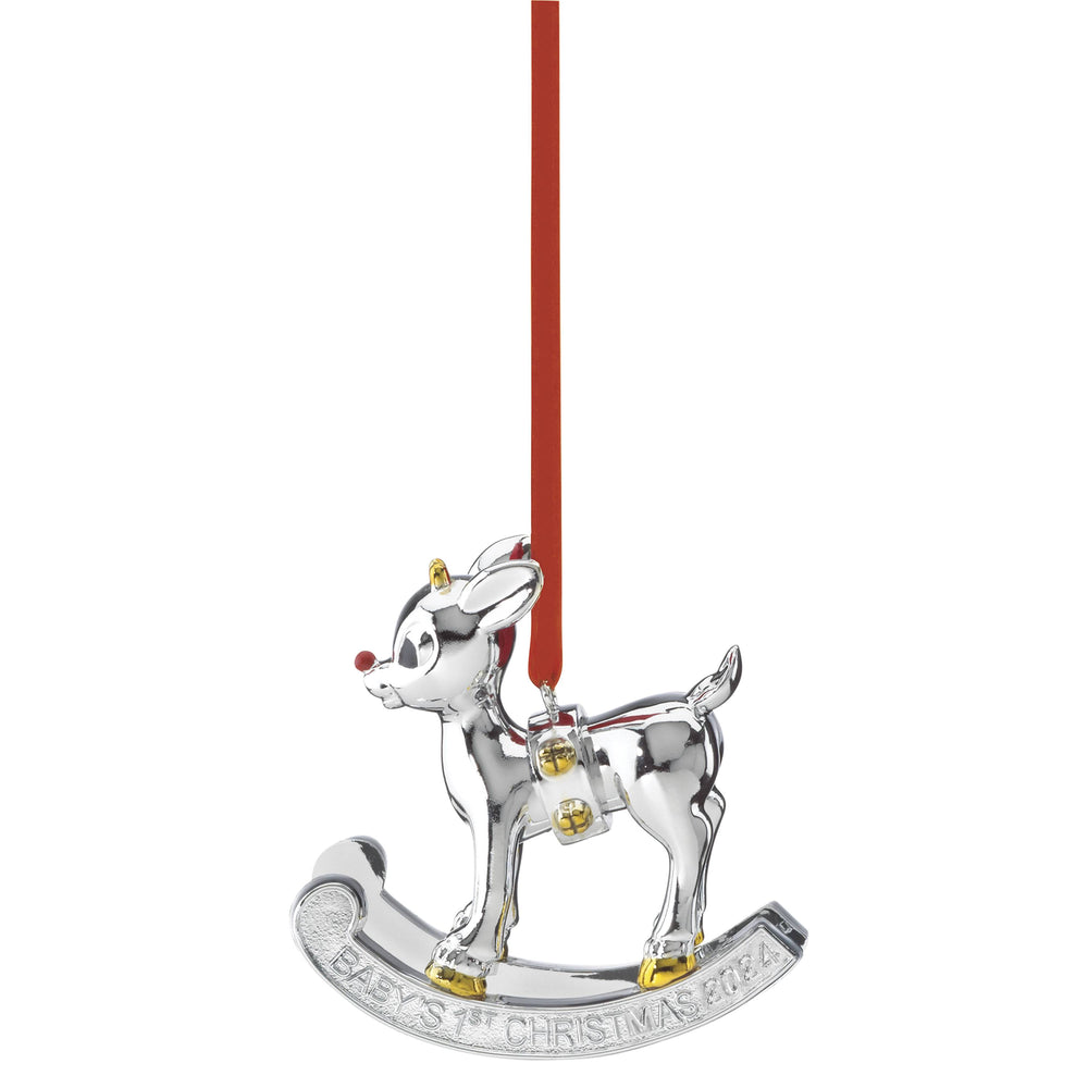Lenox 2024 Baby's 1st Christmas Rudolph Ornament Metallic, SLVR PLATE METAL 895757