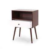 Christopher Knight Home® - Noble House - Burnett Mid-Century Modern Side Table, Brown and White