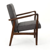 Christopher Knight Home® - Noble House - Marcola Mid Century Modern Microfiber Club Chair with Wood Frame, Slate and Dark Espresso