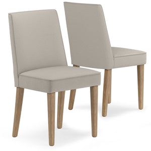 English Elm Bartow Upholstered Dining Chair Set of 2 in Natural — Rubberwood Legs, Foam Padding, Contemporary Piping B136P159925