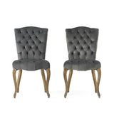 Christopher Knight Home® - Noble House - Moira Charcoal velvet Dining Chairs (Set of 2)