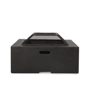 English Elm Outdoor Square Mgo Concrete Wood Burning Fire Pit with Spark Screen for Patio Gatherings 72476.00