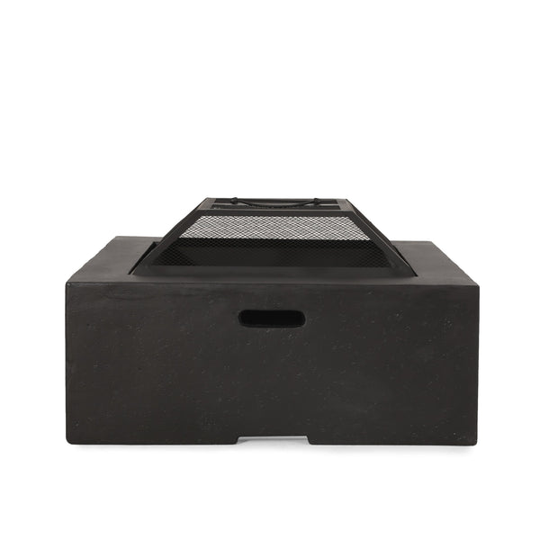 English Elm Outdoor Square Mgo Concrete Wood Burning Fire Pit with Spark Screen for Patio Gatherings 72476.00