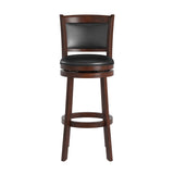 Homelegance By Top-Line Sydney Upholstered Back Swivel 29" Bar Height Stool Black Rubberwood