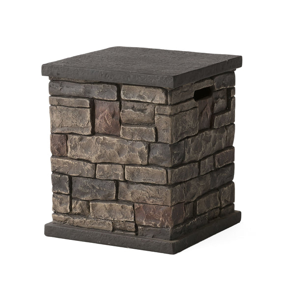 English Elm Mgo Faux Stone Propane Tank Holder Doubles as Outdoor Patio Side Table 63693.00