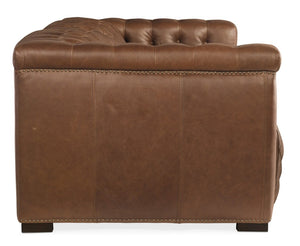 Hooker Furniture Savion Hand-Wiped Top-Grain Leather Power Reclining Sofa With Tufted Back And Adjustable Headrests Medium Brown SS434-1.5RL-P-PH-089