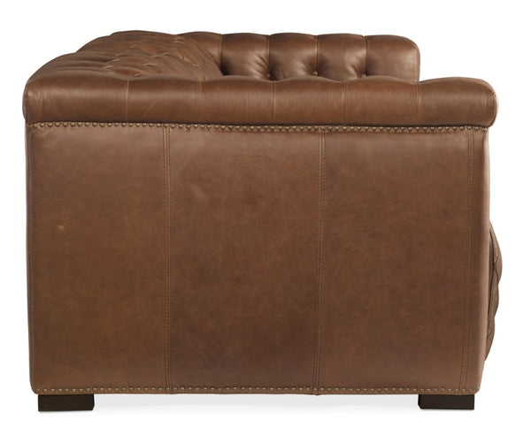 Hooker Furniture Savion Hand-Wiped Top-Grain Leather Power Reclining Sofa With Tufted Back And Adjustable Headrests Medium Brown SS434-1.5RL-P-PH-089