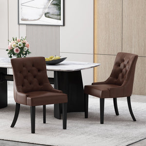 English Elm Cheney Tufted Upholstered Dining Chair Set with Solid Wood Legs for Modern Rooms 54181.00PUDBRN