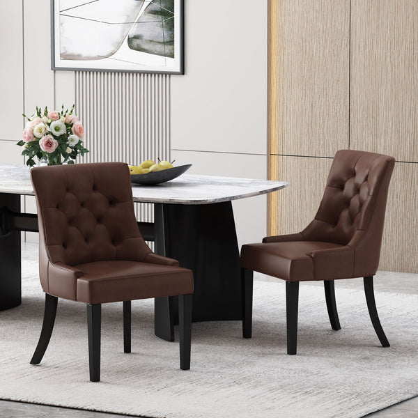 English Elm Cheney Tufted Upholstered Dining Chair Set with Solid Wood Legs for Modern Rooms 54181.00PUDBRN